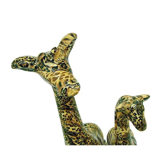 La Vie 1980's Ceramic Giraffe Mother & Baby Safari Patchwork Figurines 2 Pieces - Picture 6 of 12
